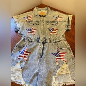 BiBi Denim Star-Patterned Romper